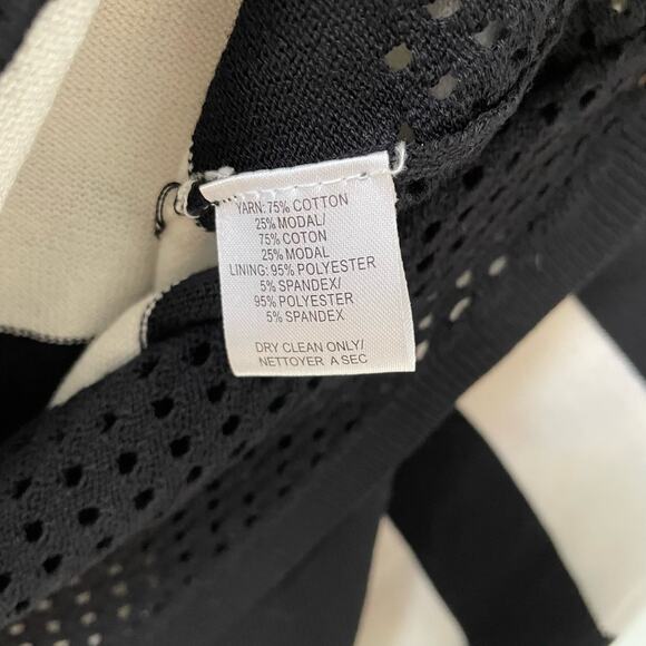 Trina Turk Dress Black White Stripe Bodycon Short Sleeve M NWT - Picture 6 of 6